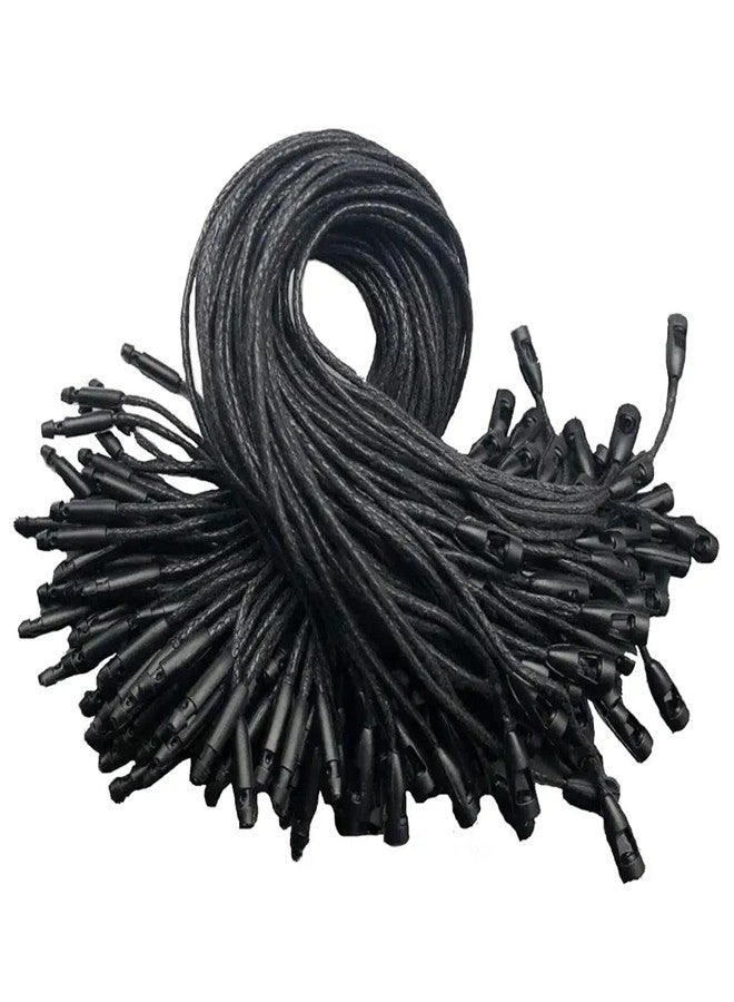 Aakriti Wax Hang Tag String Rope with Snap Lock Pin Loop Fastener Hook Ties for Clothes Gift Bags Price Tags Shoes Tag Rope for Belts Pocket Luggage Label Attachment (Black Wax Tag, 200pcs) - Image 1